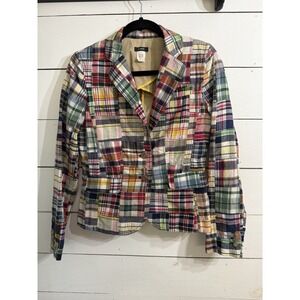 J.‎ Crew Y2K 90's WOMENS Patchwork Plaid Blazer Jacket Vintage Sz Small VTG